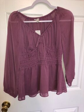 Cato Dusty Mauve Peasant Blouse